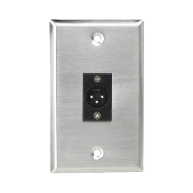 AtlasIED SG-XLR-M1 Single-Gang Stainless Plate with Male 3-Pin XLR
