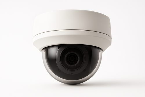 commercial grade dome camera in a 500px 750px frame. subject should be centered. No logos.